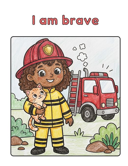 I am brave, coloured in